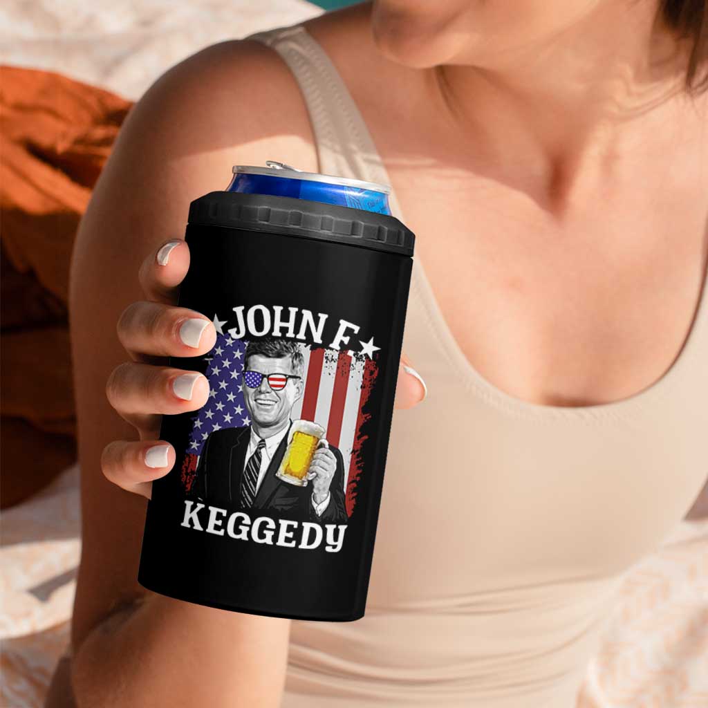 John F Kennedy 4 in 1 Can Cooler Tumbler 4th of July America Flag Beer