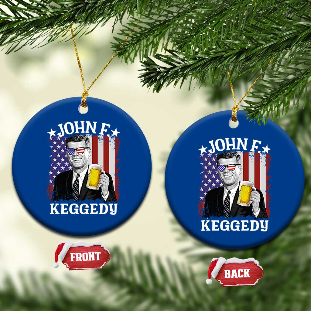 John F Kennedy Ceramic Ornament 4th of July America Flag Beer