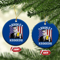 John F Kennedy Ceramic Ornament 4th of July America Flag Beer