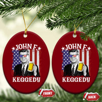 John F Kennedy Ceramic Ornament 4th of July America Flag Beer