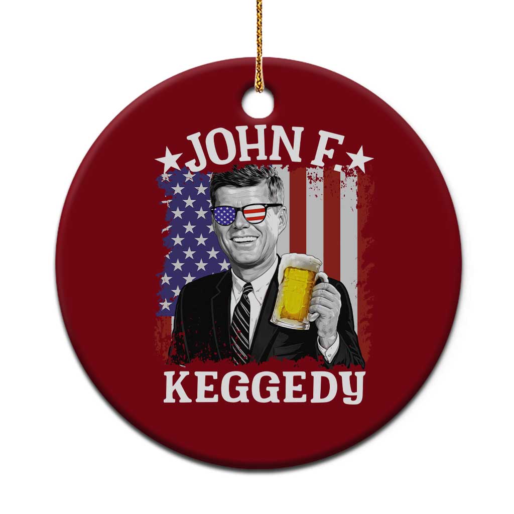John F Kennedy Ceramic Ornament 4th of July America Flag Beer