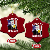 John F Kennedy Ceramic Ornament 4th of July America Flag Beer
