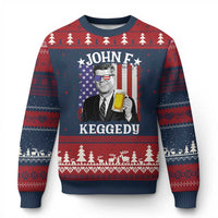John F Kennedy Ugly Christmas Sweater 4th of July America Flag Beer