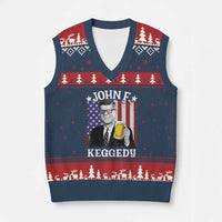 John F Kennedy V-Neck Knit Sweater Vest 4th of July America Flag Beer