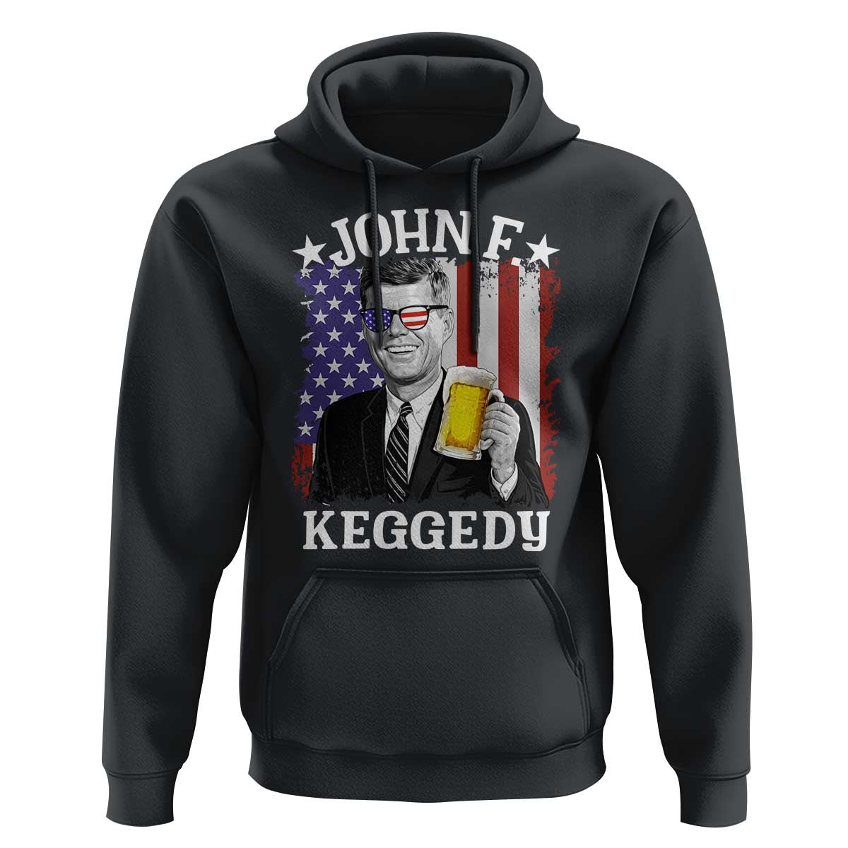 John F Kennedy Hoodie 4th of July America Flag Beer