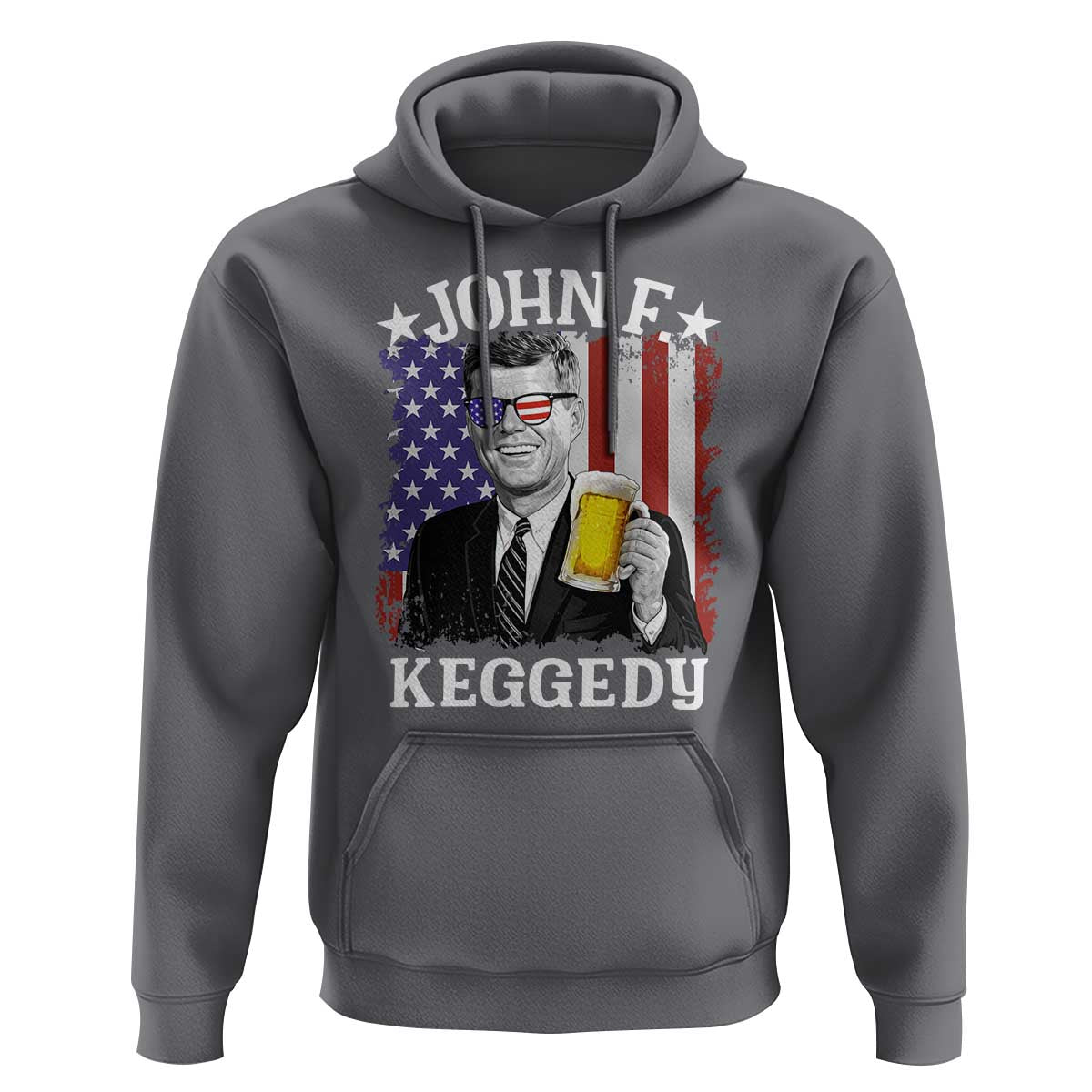 John F Kennedy Hoodie 4th of July America Flag Beer