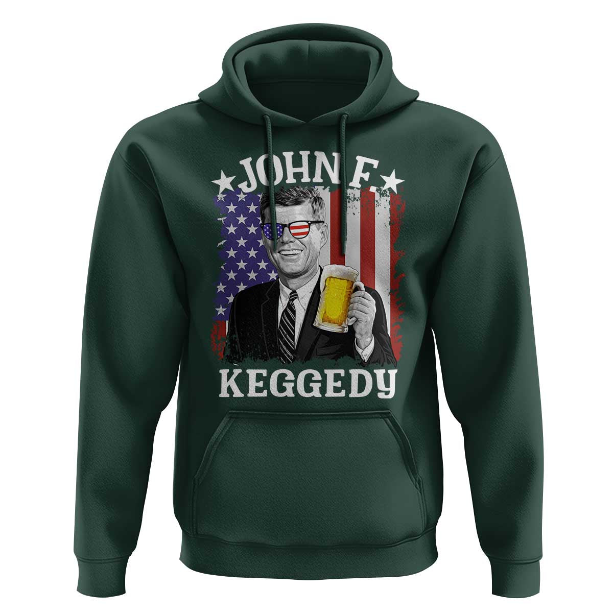 John F Kennedy Hoodie 4th of July America Flag Beer
