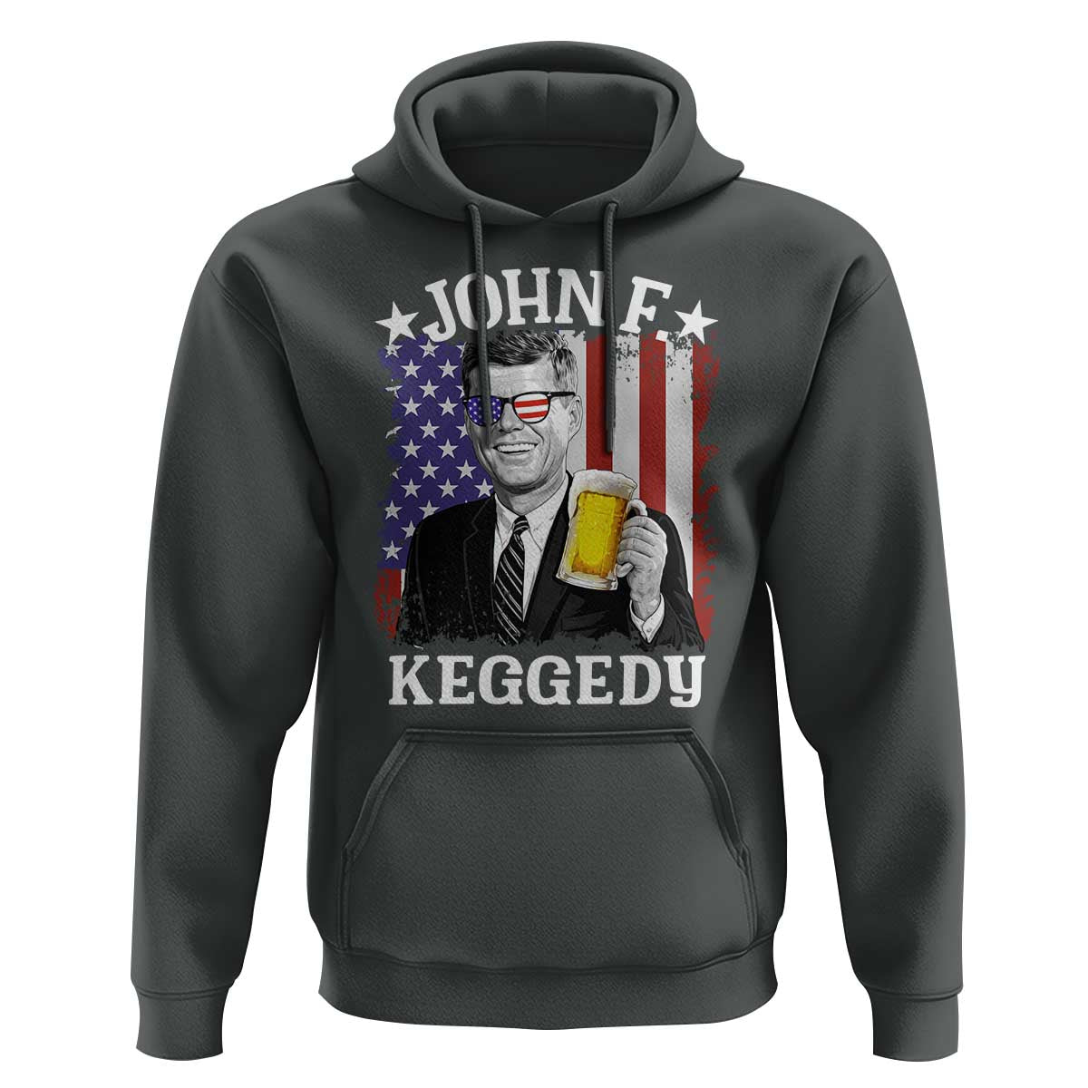 John F Kennedy Hoodie 4th of July America Flag Beer