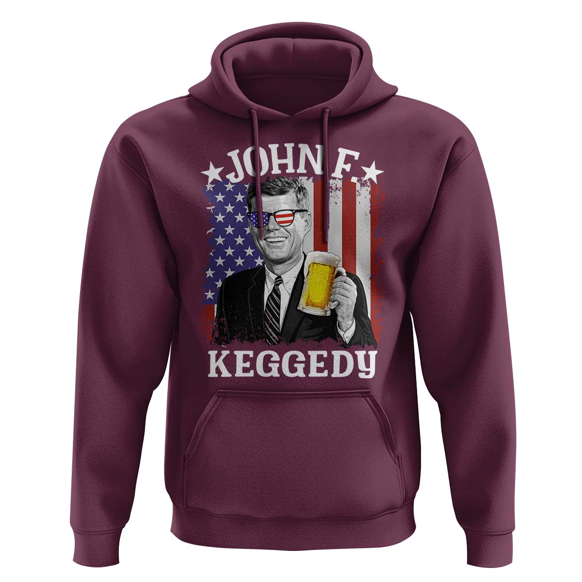 John F Kennedy Hoodie 4th of July America Flag Beer