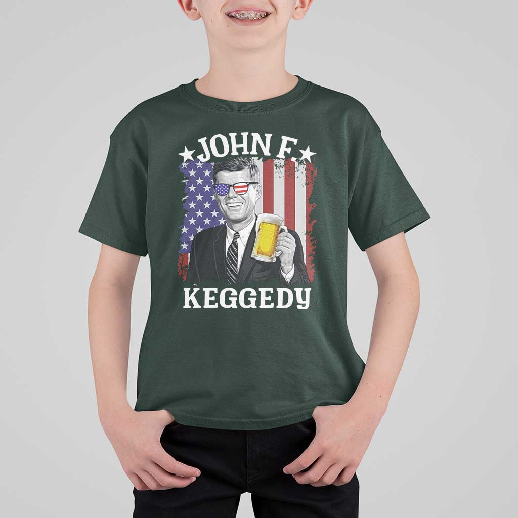 John F Kennedy T Shirt For Kid 4th of July America Flag Beer