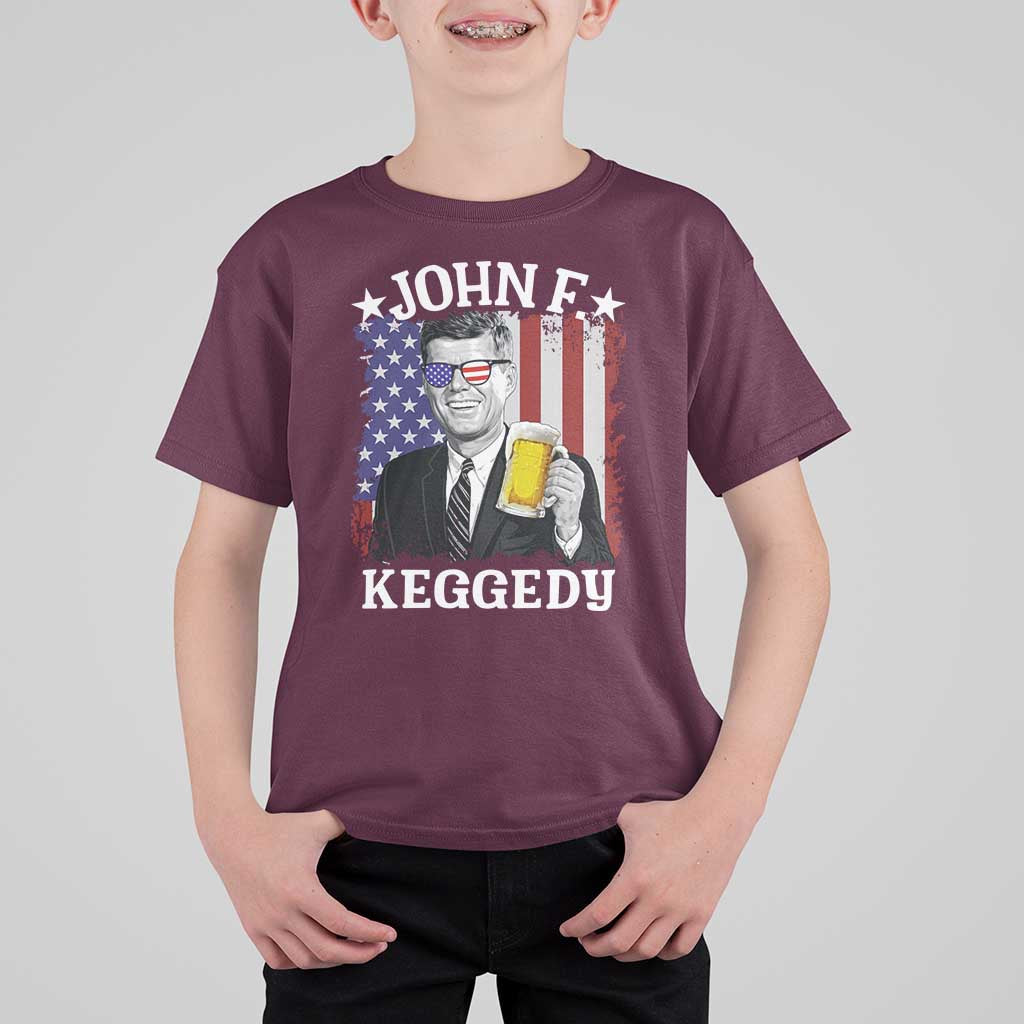 John F Kennedy T Shirt For Kid 4th of July America Flag Beer