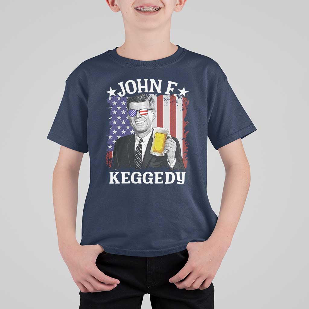 John F Kennedy T Shirt For Kid 4th of July America Flag Beer