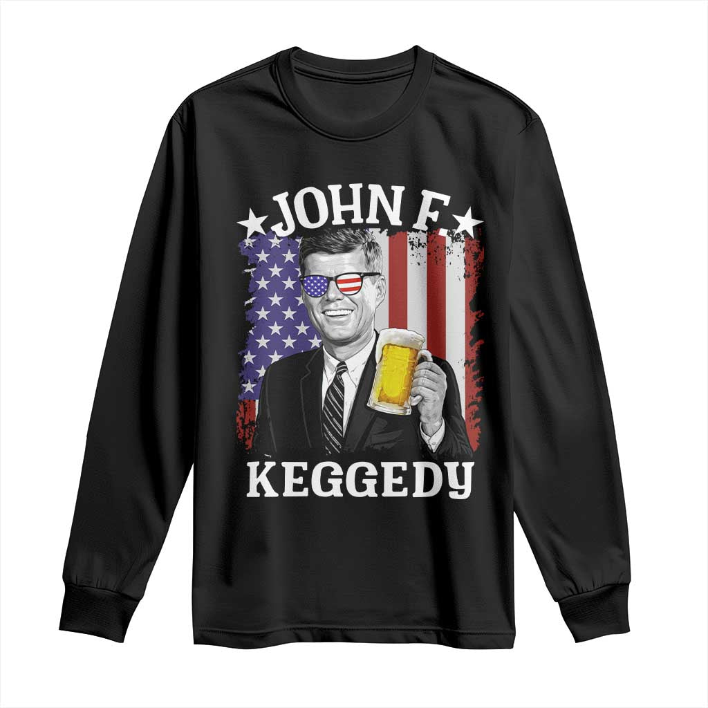 John F Kennedy Long Sleeve Shirt 4th of July America Flag Beer