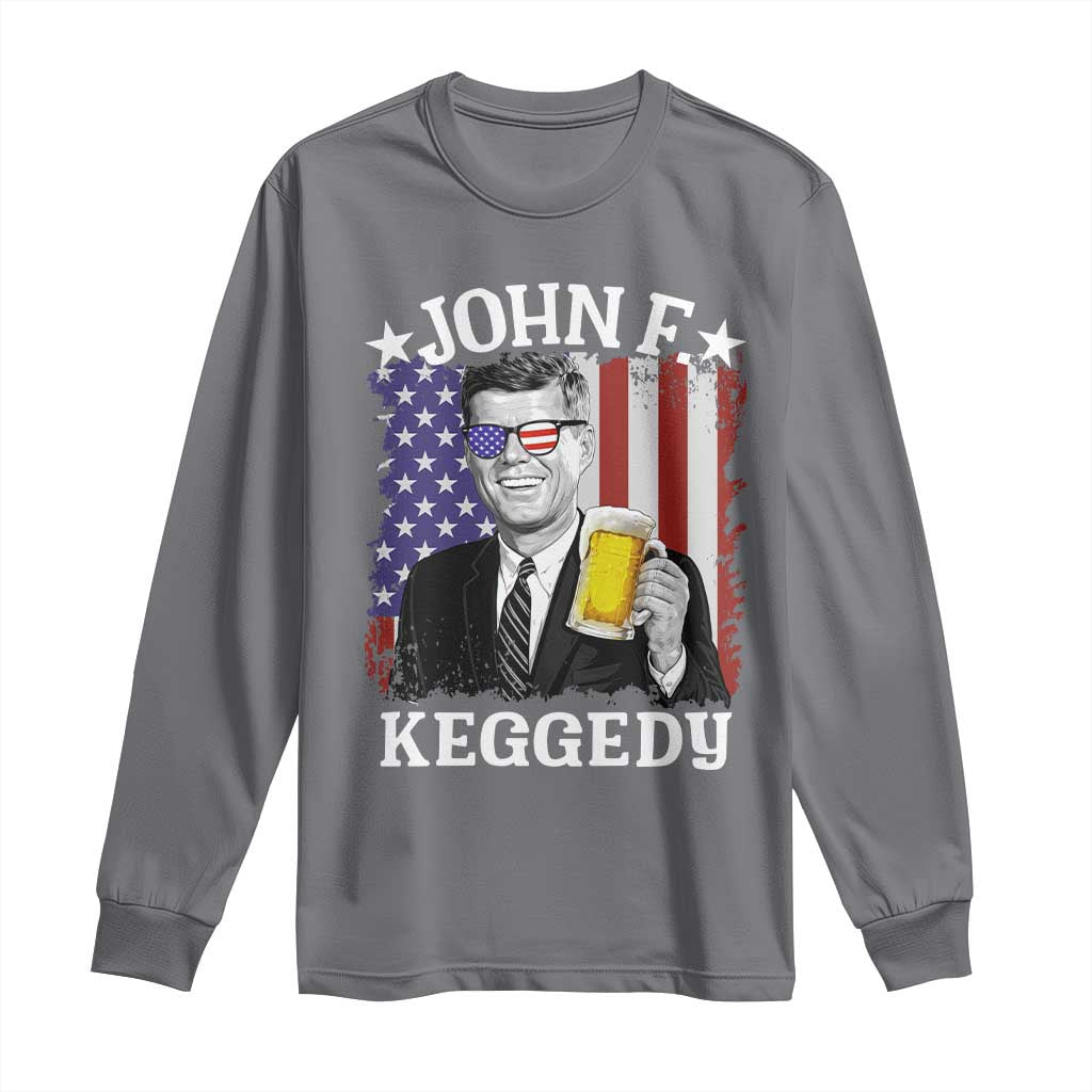 John F Kennedy Long Sleeve Shirt 4th of July America Flag Beer