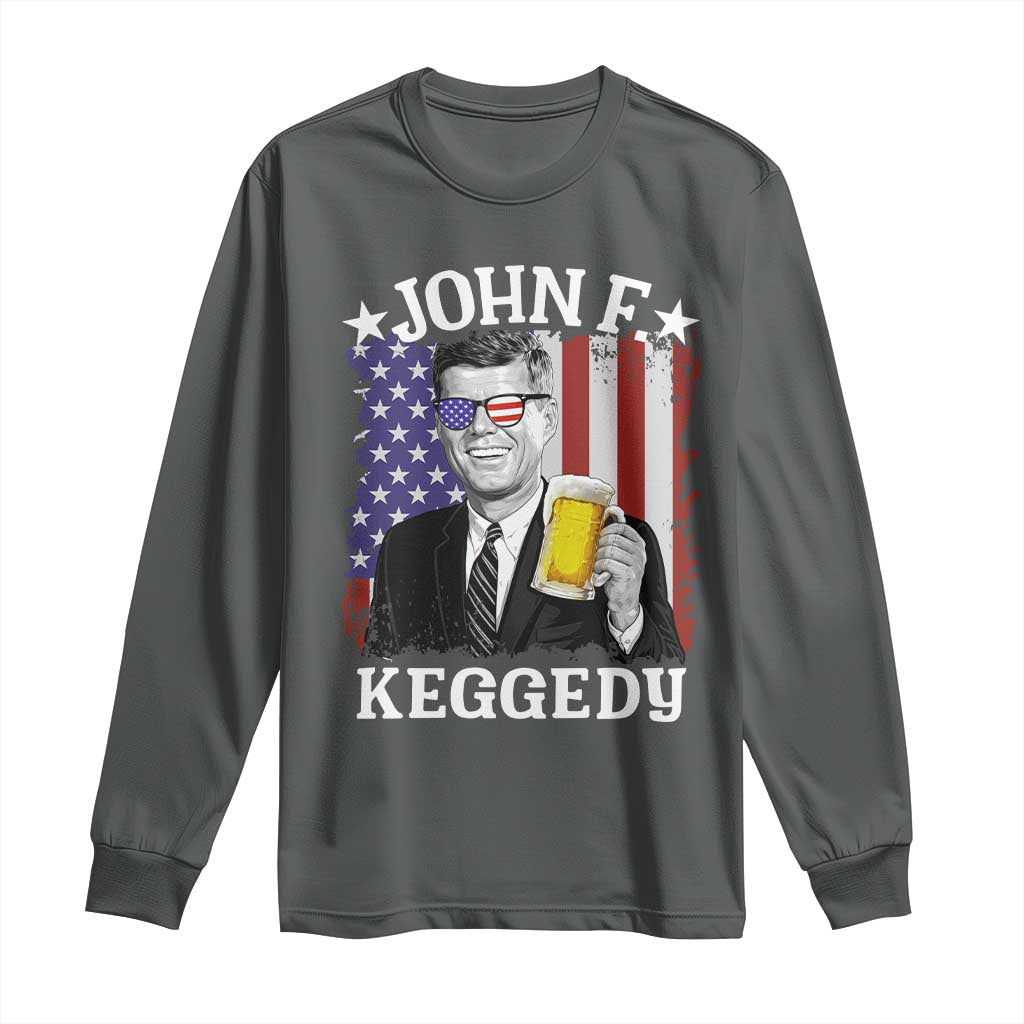 John F Kennedy Long Sleeve Shirt 4th of July America Flag Beer