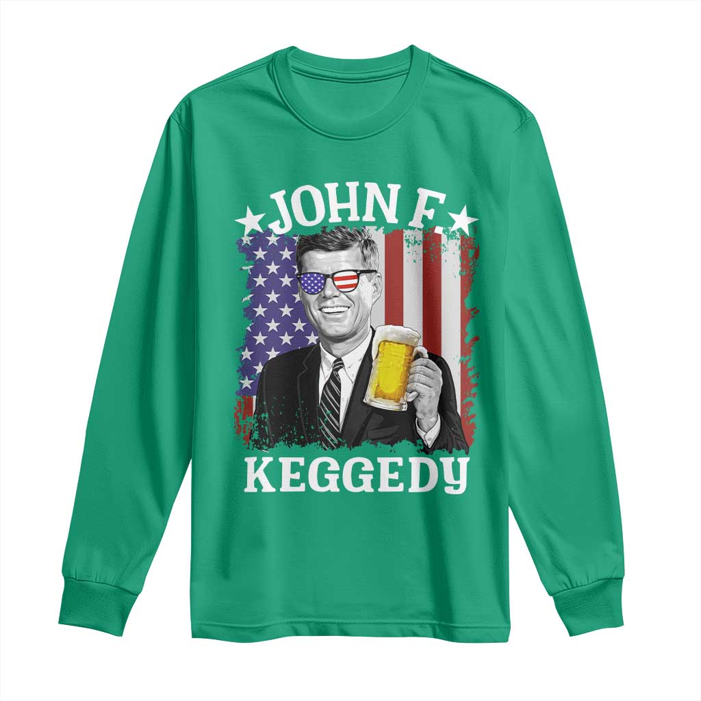 John F Kennedy Long Sleeve Shirt 4th of July America Flag Beer