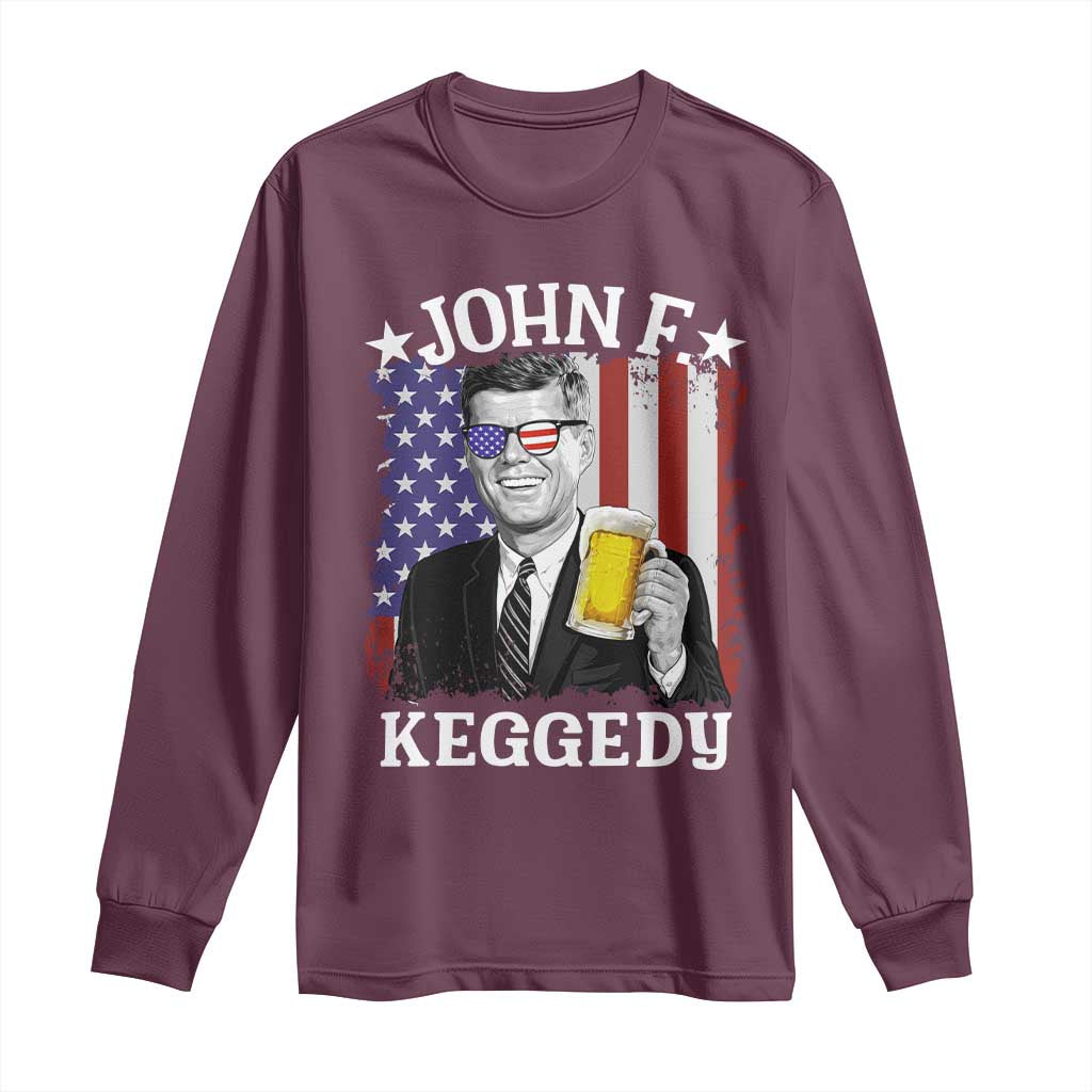 John F Kennedy Long Sleeve Shirt 4th of July America Flag Beer