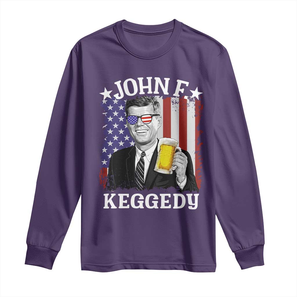John F Kennedy Long Sleeve Shirt 4th of July America Flag Beer