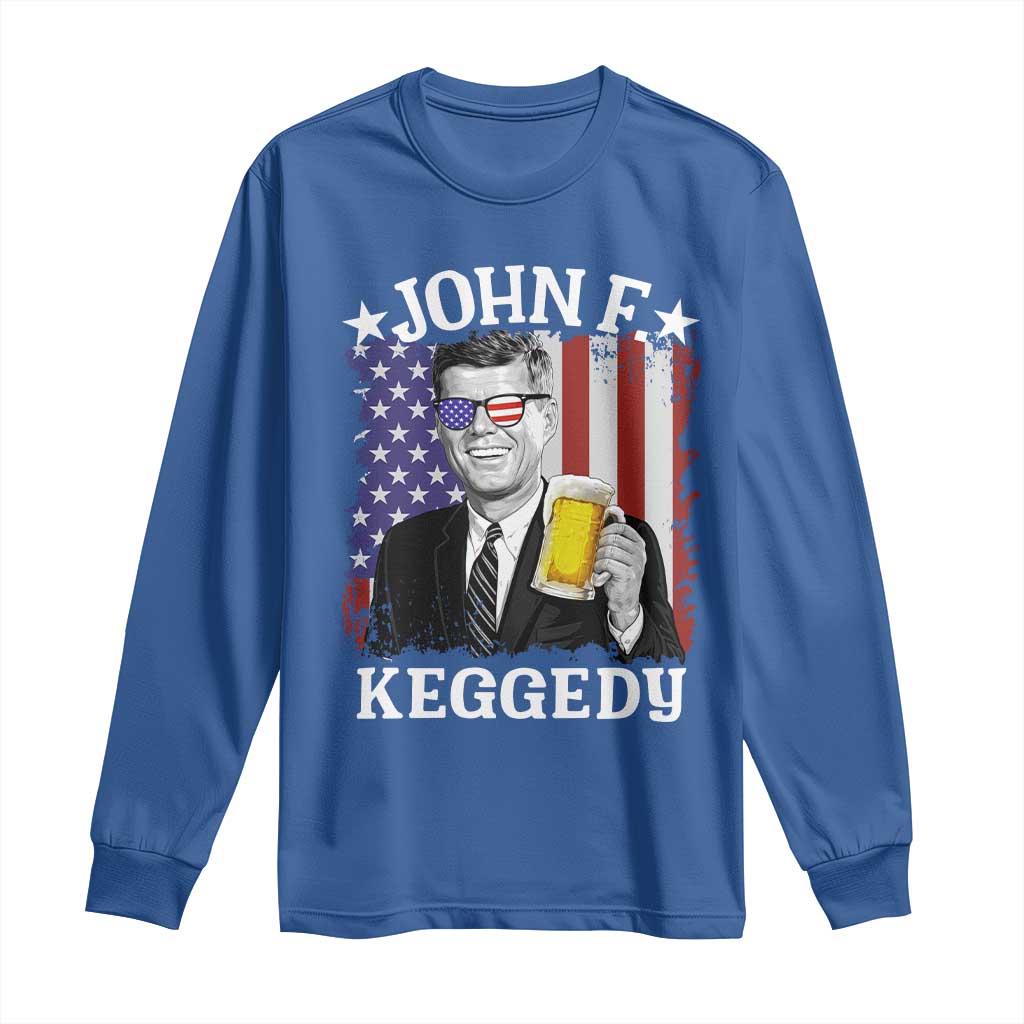John F Kennedy Long Sleeve Shirt 4th of July America Flag Beer