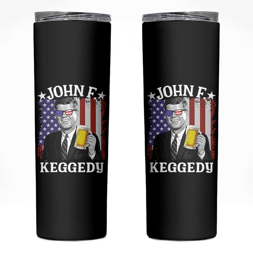 John F Kennedy Skinny Tumbler 4th of July America Flag Beer