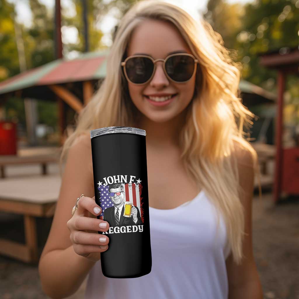 John F Kennedy Skinny Tumbler 4th of July America Flag Beer