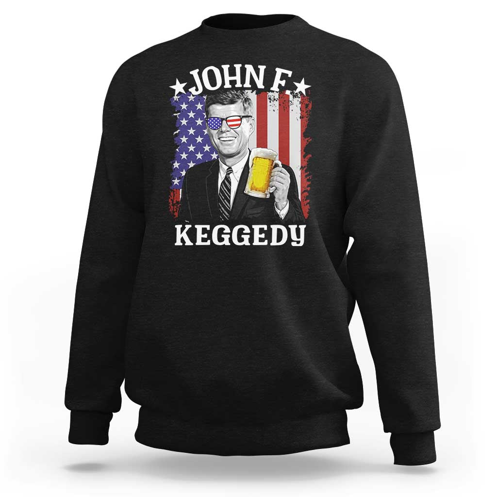 John F Kennedy Sweatshirt 4th of July America Flag Beer