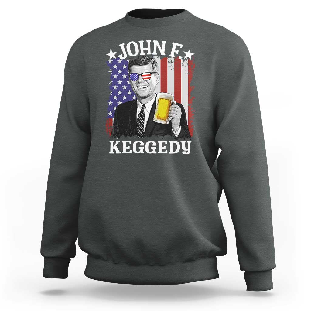 John F Kennedy Sweatshirt 4th of July America Flag Beer