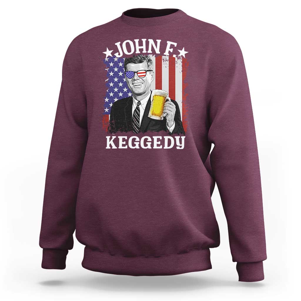 John F Kennedy Sweatshirt 4th of July America Flag Beer