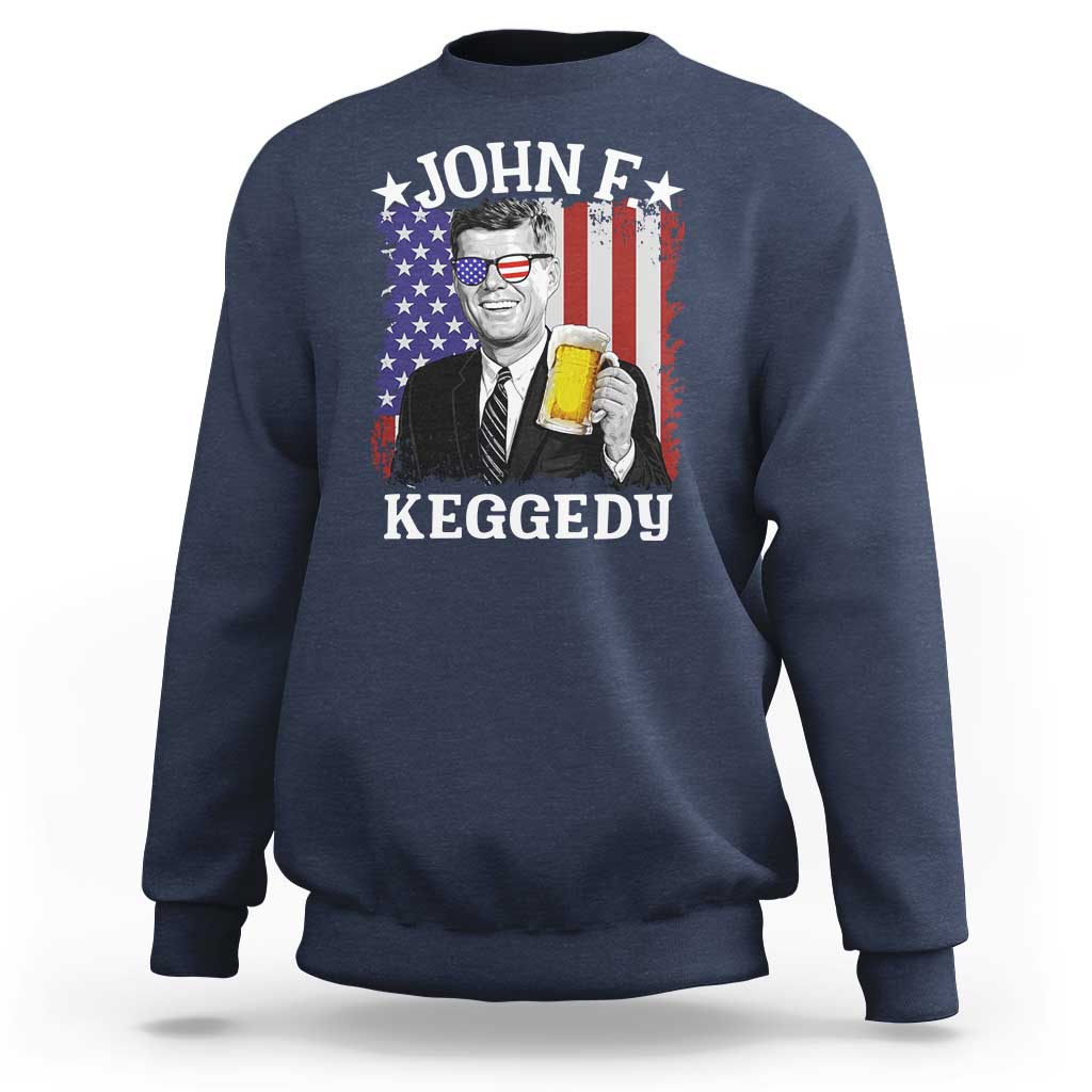 John F Kennedy Sweatshirt 4th of July America Flag Beer