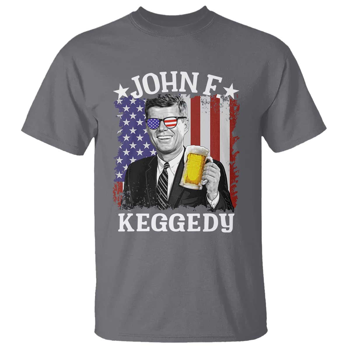 John F Kennedy T Shirt 4th of July America Flag Beer