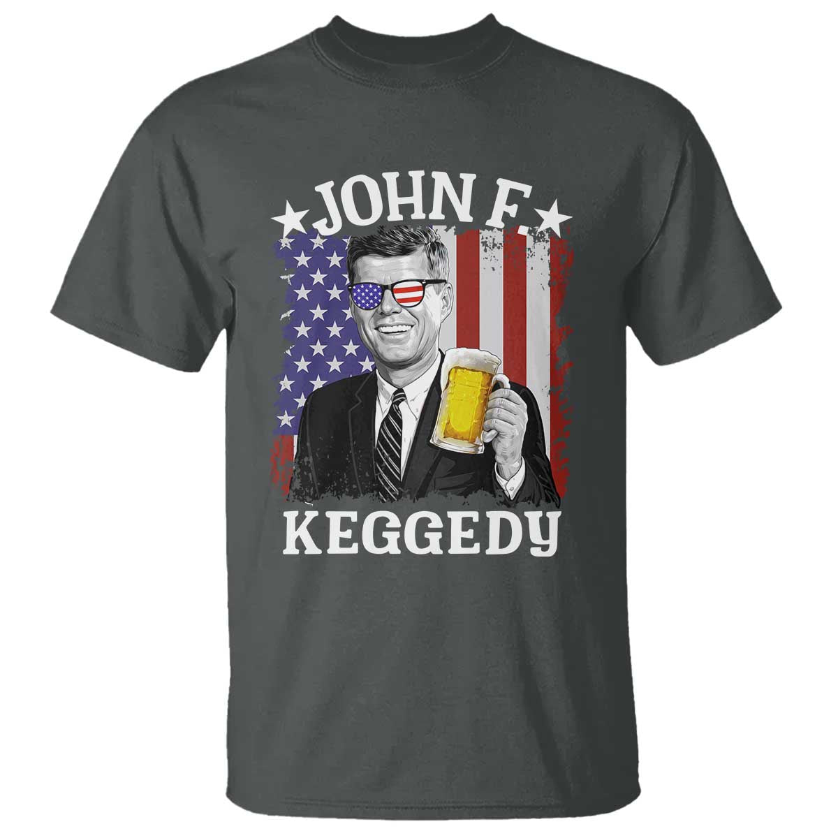 John F Kennedy T Shirt 4th of July America Flag Beer