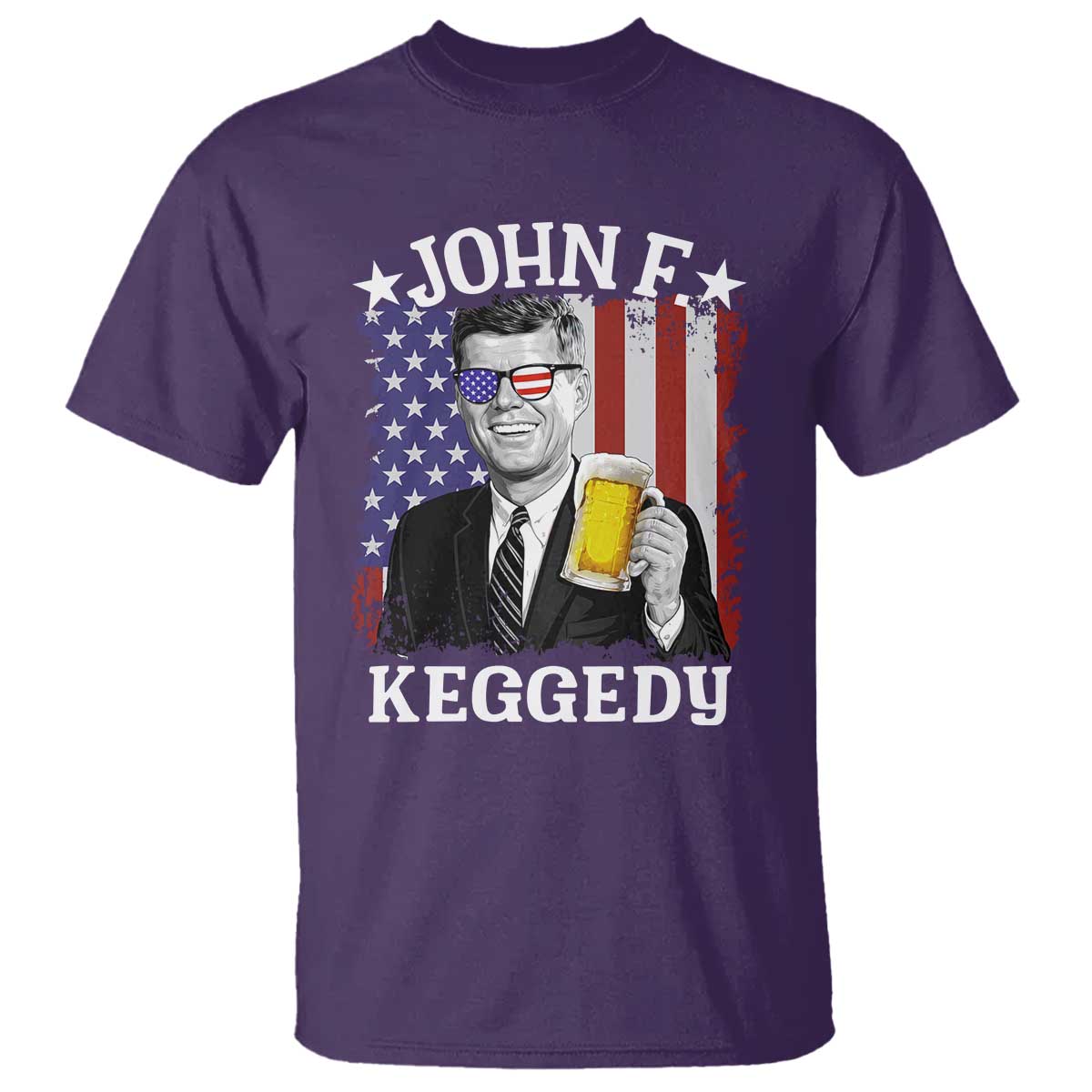 John F Kennedy T Shirt 4th of July America Flag Beer