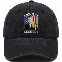 John F Kennedy Washed Cotton Baseball Cap 4th of July America Flag Beer
