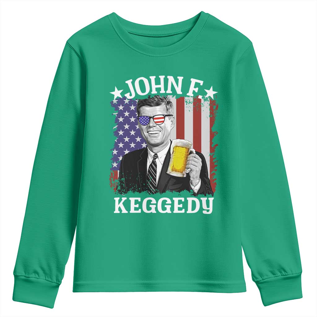John F Kennedy Youth Sweatshirt 4th of July America Flag Beer