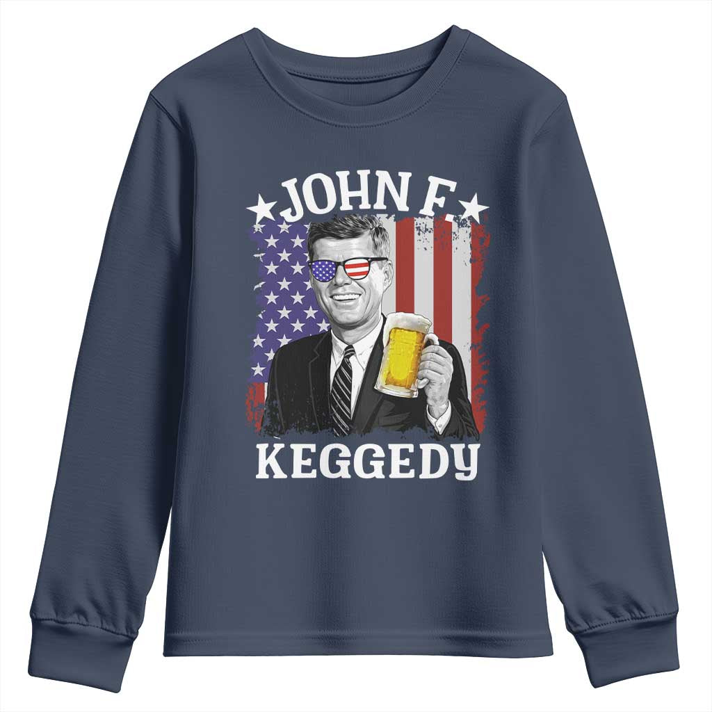 John F Kennedy Youth Sweatshirt 4th of July America Flag Beer