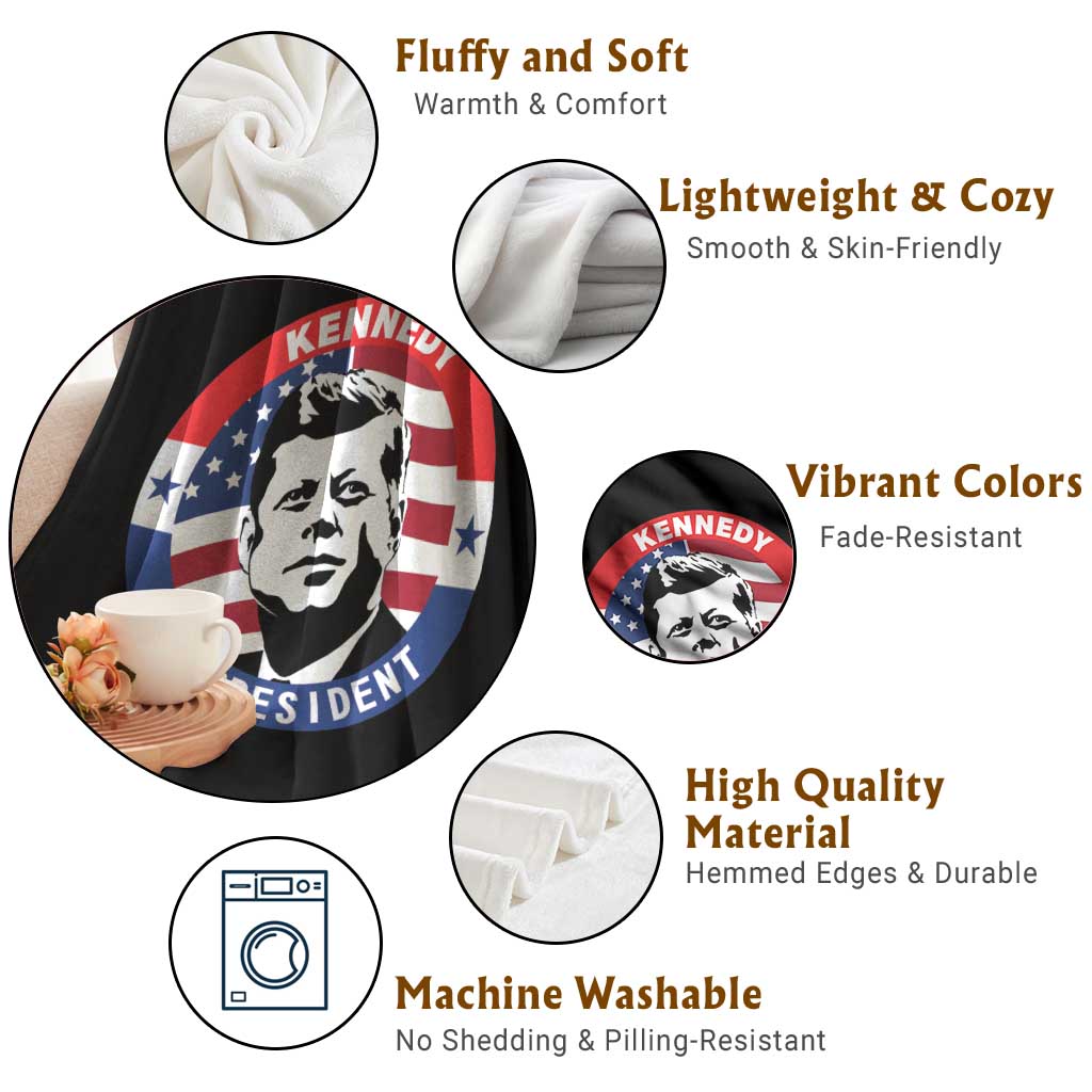 John F Kennedy US President American History Throw Blanket