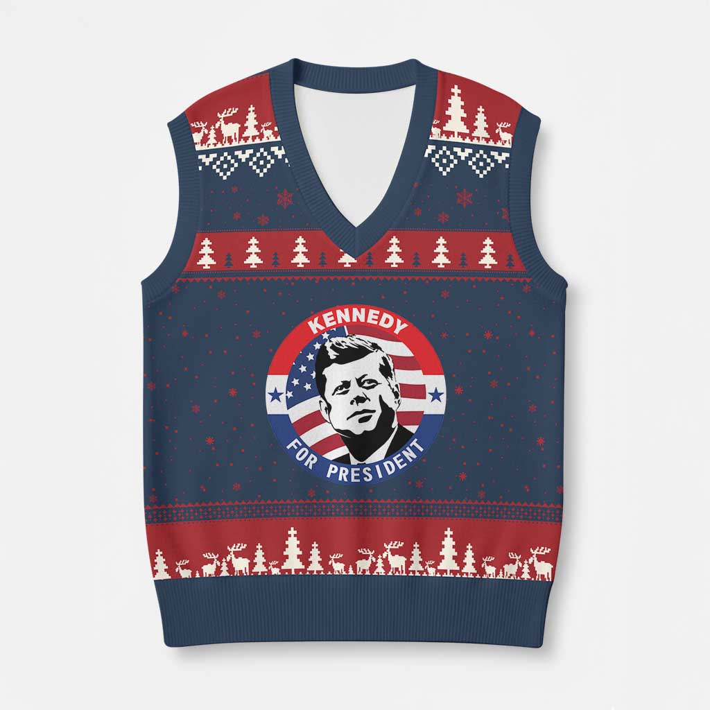 John F Kennedy US President American History V-Neck Knit Sweater Vest