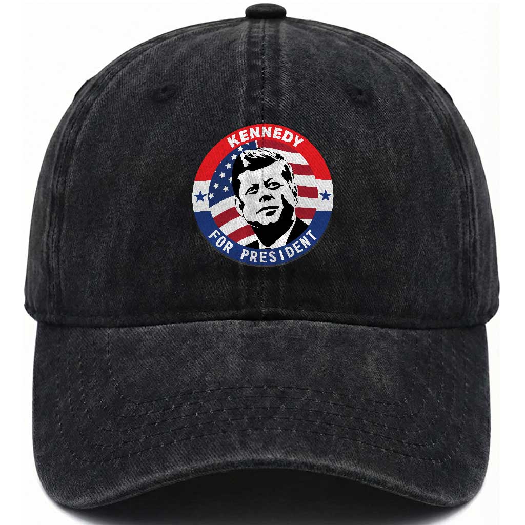 John F Kennedy US President American History Washed Cotton Baseball Cap