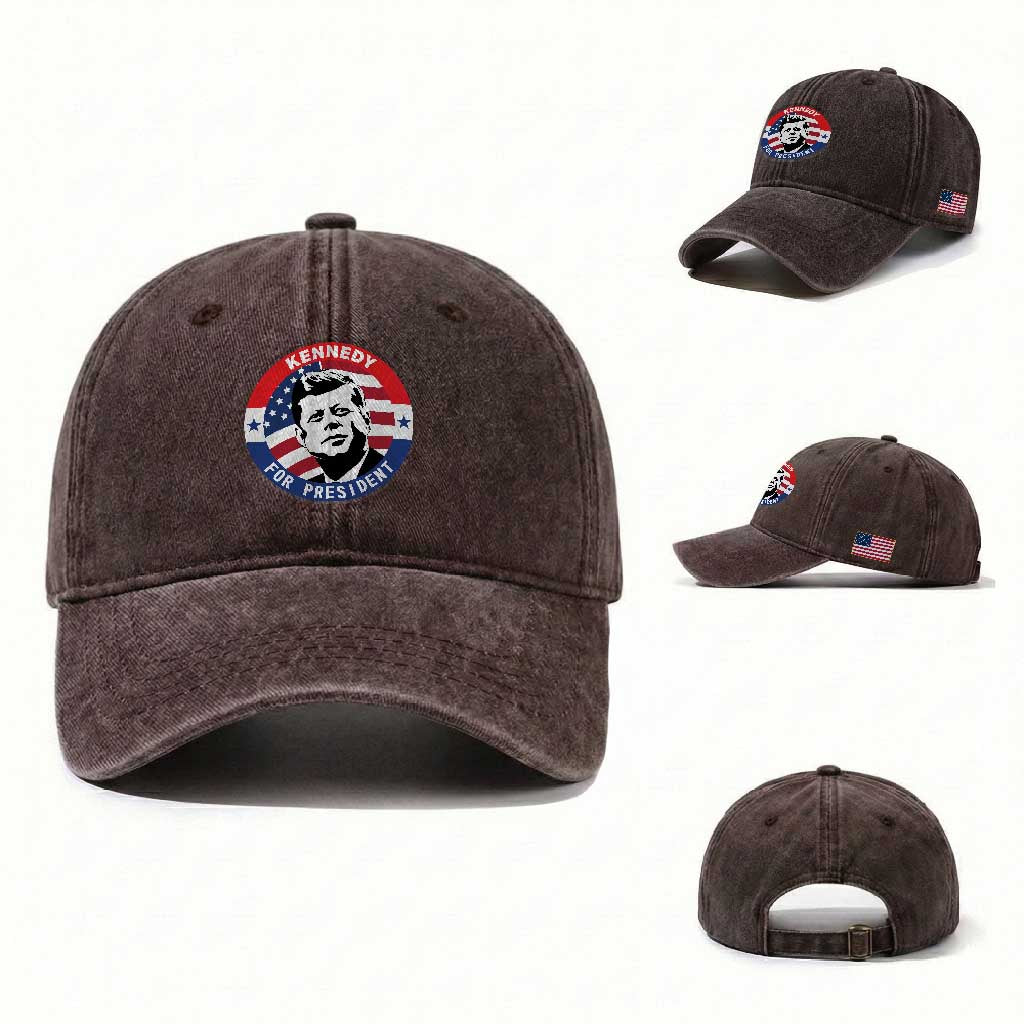 John F Kennedy US President American History Washed Cotton Baseball Cap