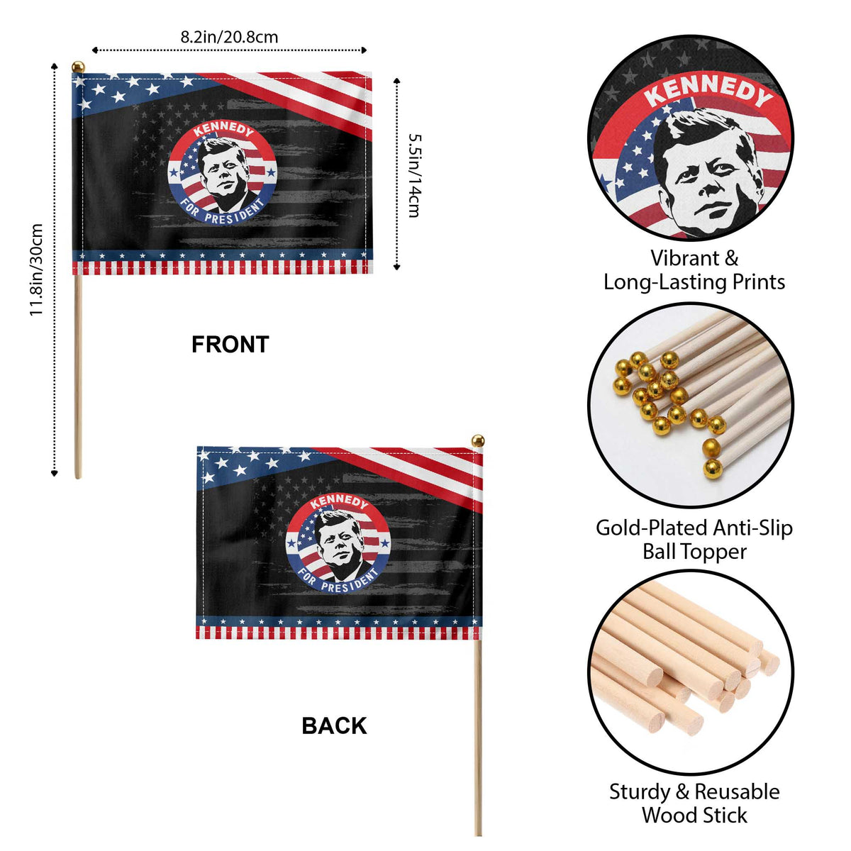 John F Kennedy US President American History Patriotic Handheld Flag