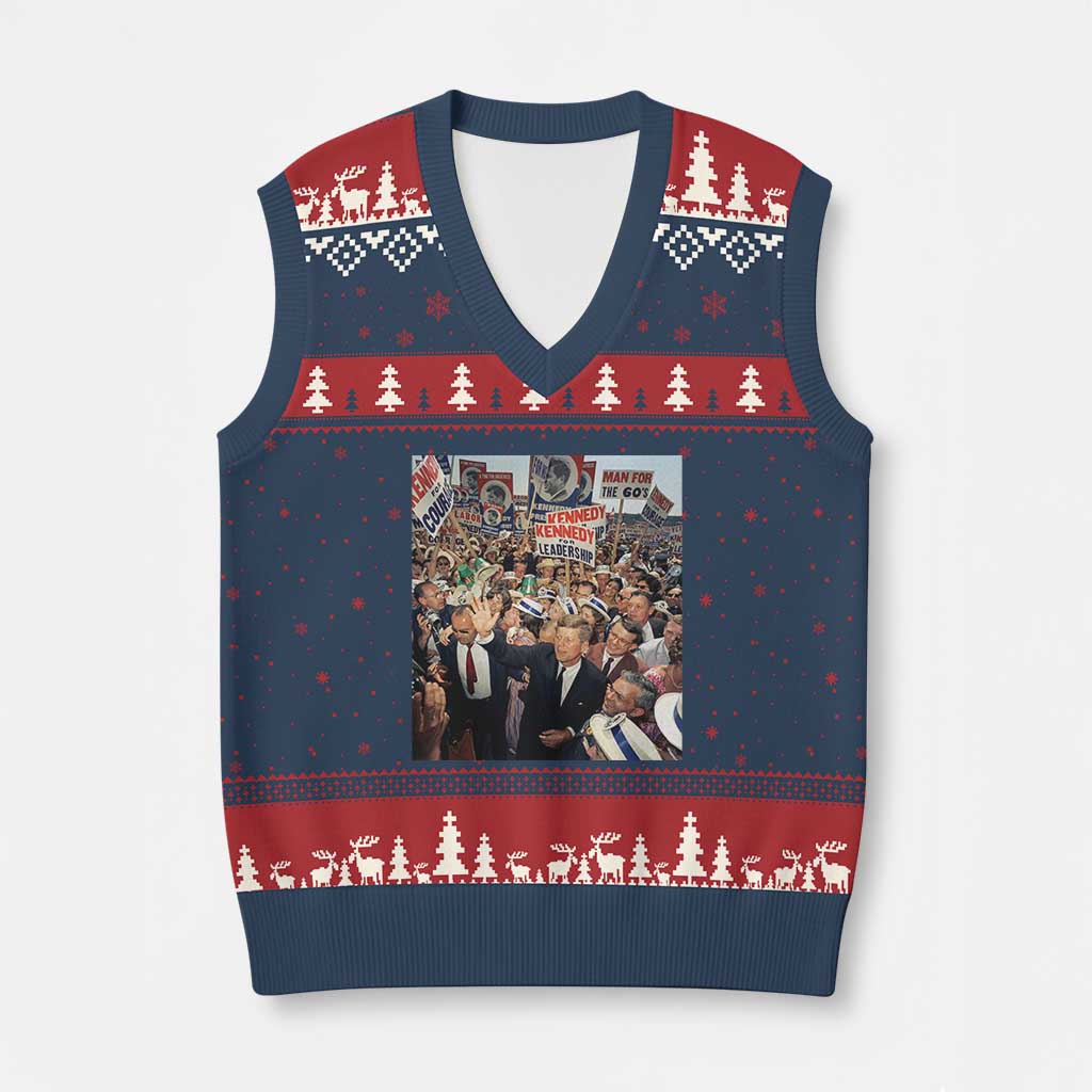 John F Kennedy American President History V-Neck Knit Sweater Vest
