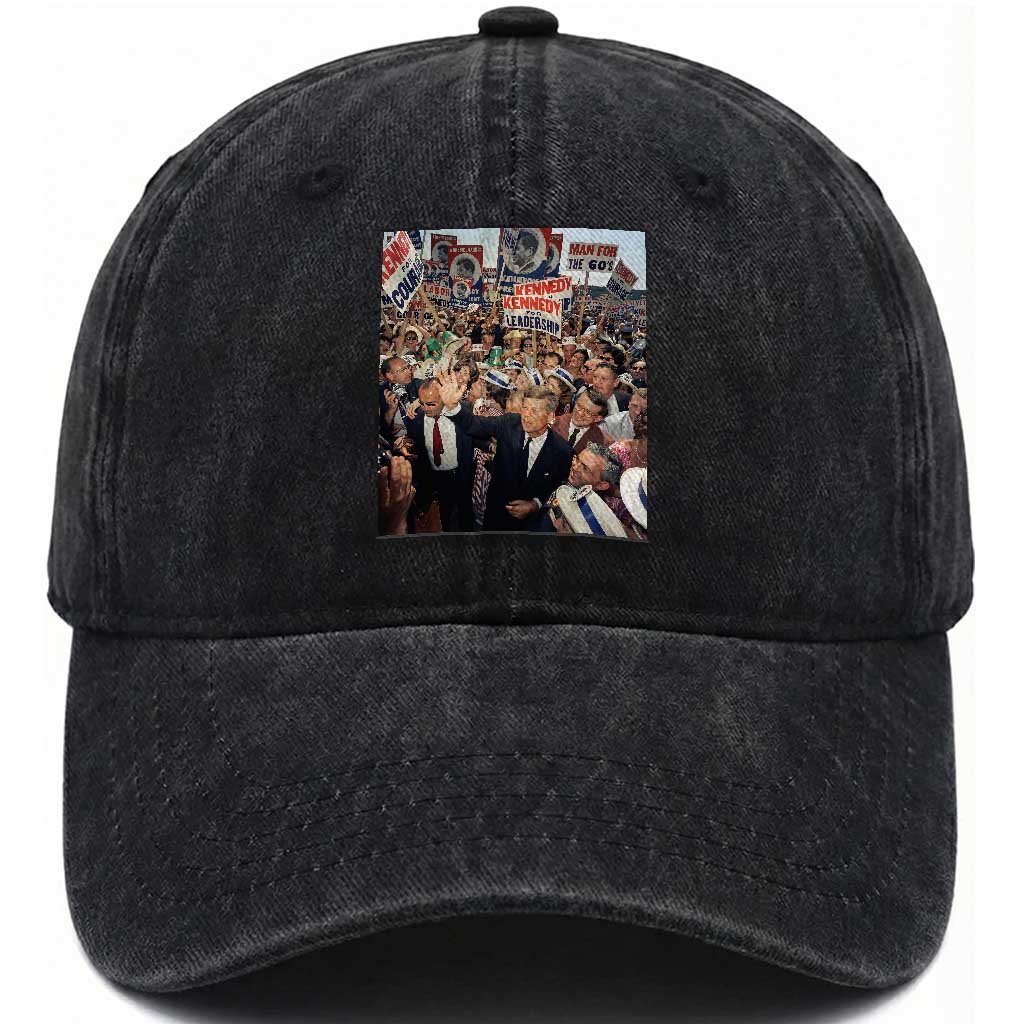 John F Kennedy American President History Washed Cotton Baseball Cap