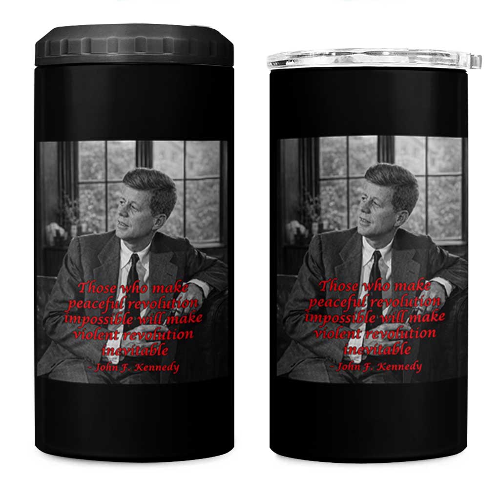 John F Kennedy Quote 4 in 1 Can Cooler Tumbler American President History US Presidential Leader
