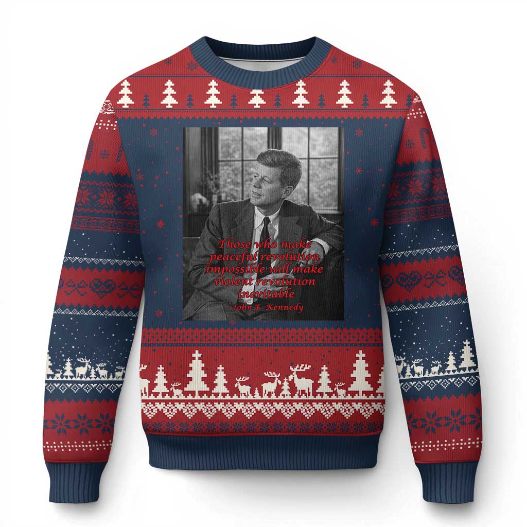 John F Kennedy Quote Ugly Christmas Sweater American President History US Presidential Leader