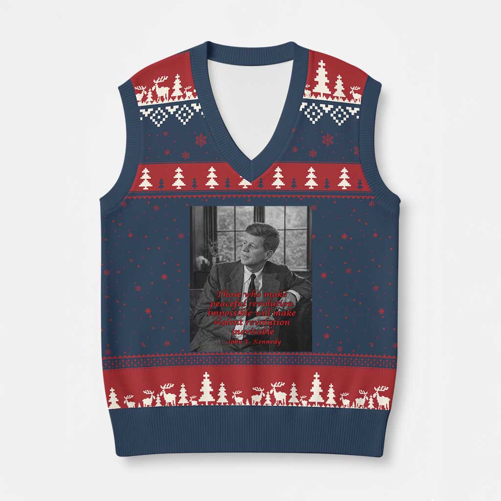 John F Kennedy Quote V-Neck Knit Sweater Vest American President History US Presidential Leader