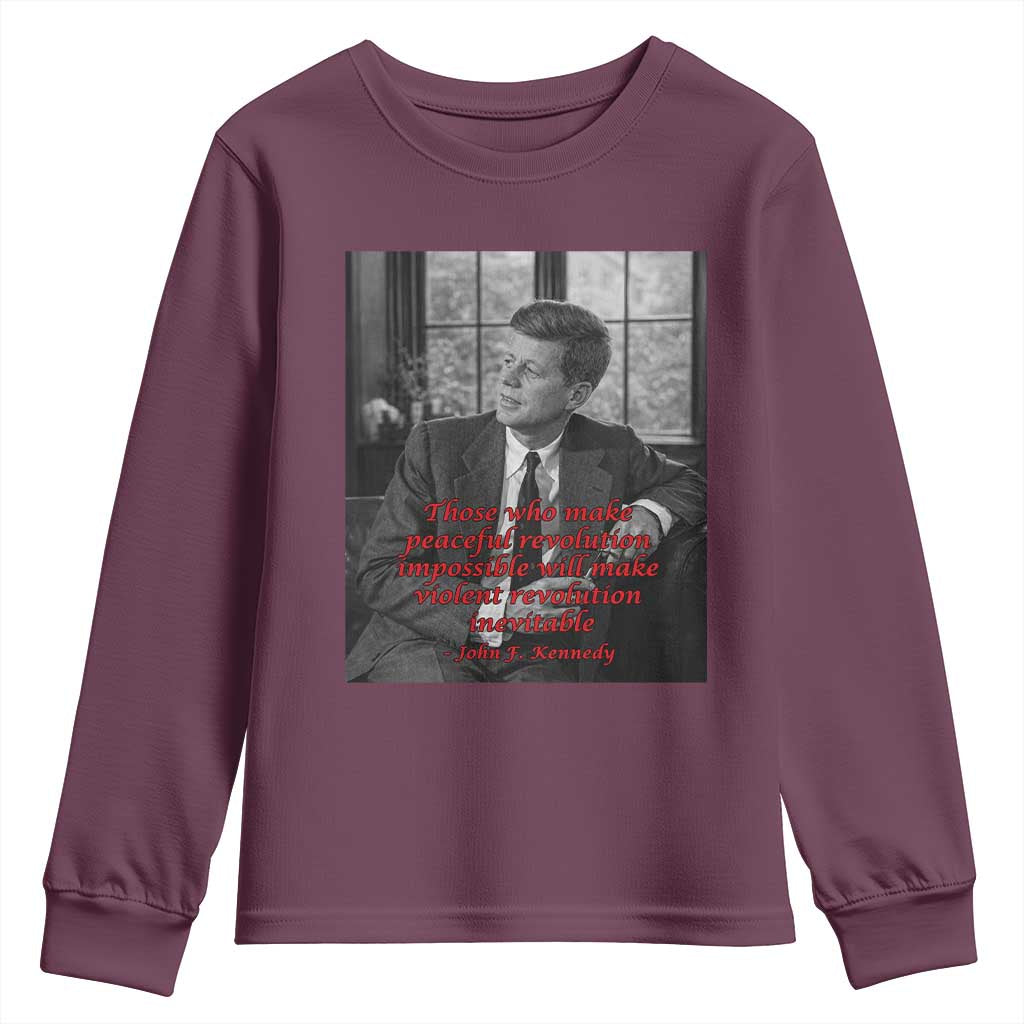 John F Kennedy Quote Youth Sweatshirt American President History US Presidential Leader