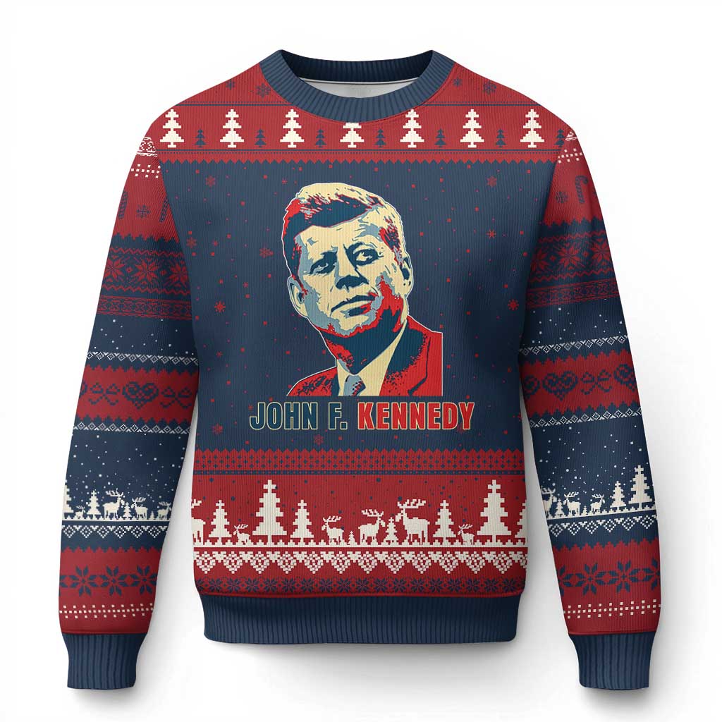 John F Kennedy American Flag US President Ugly Christmas Sweater