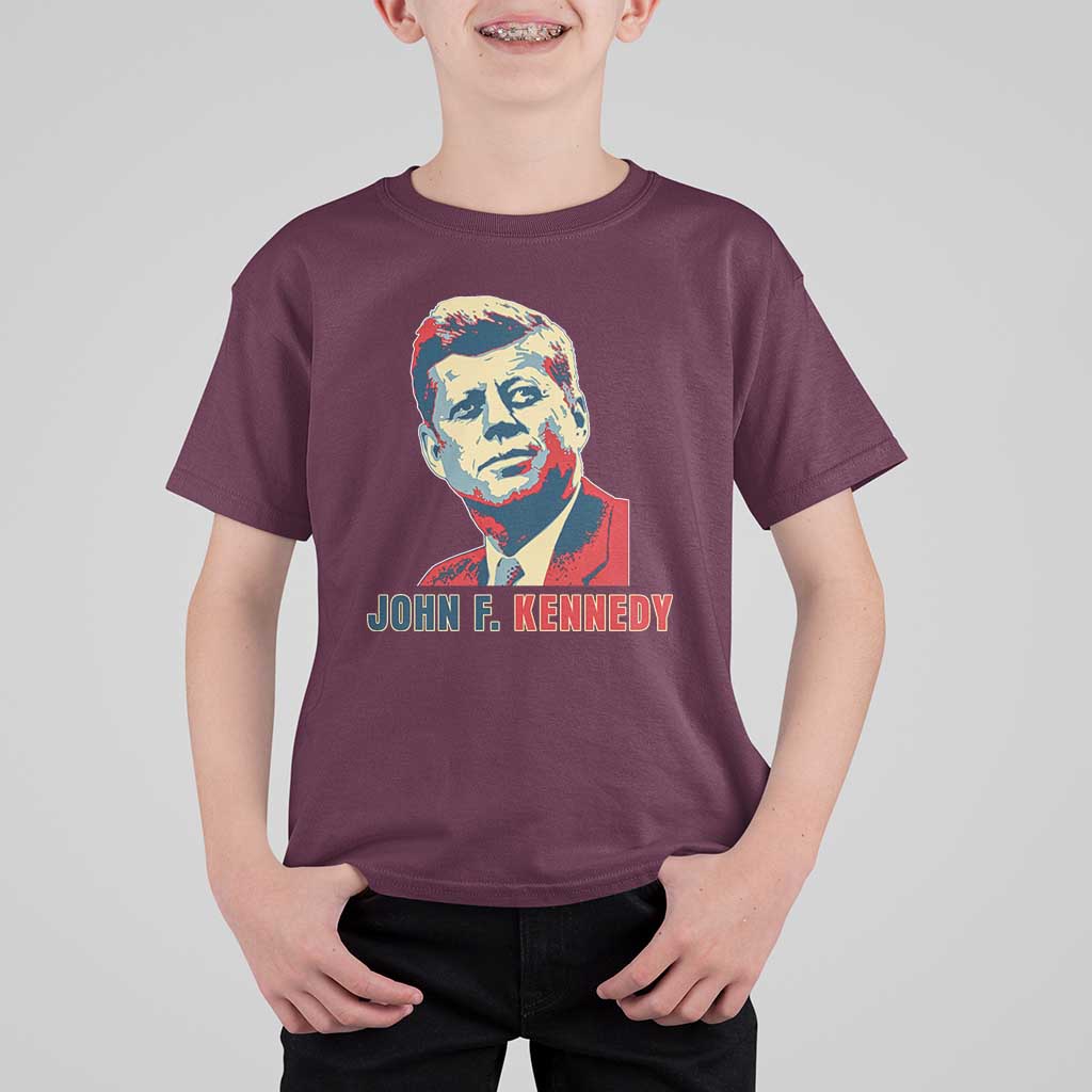 John F Kennedy American Flag US President T Shirt For Kid