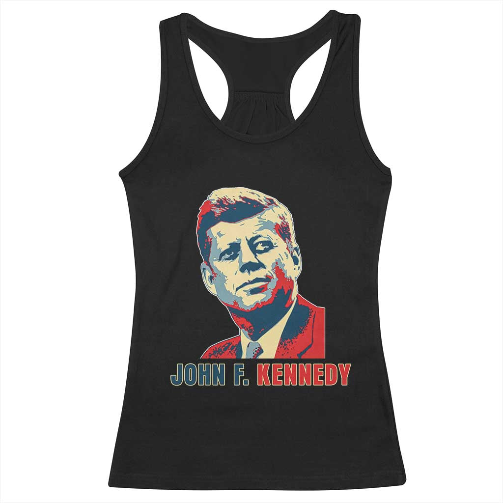 John F Kennedy American Flag US President Racerback Tank Top