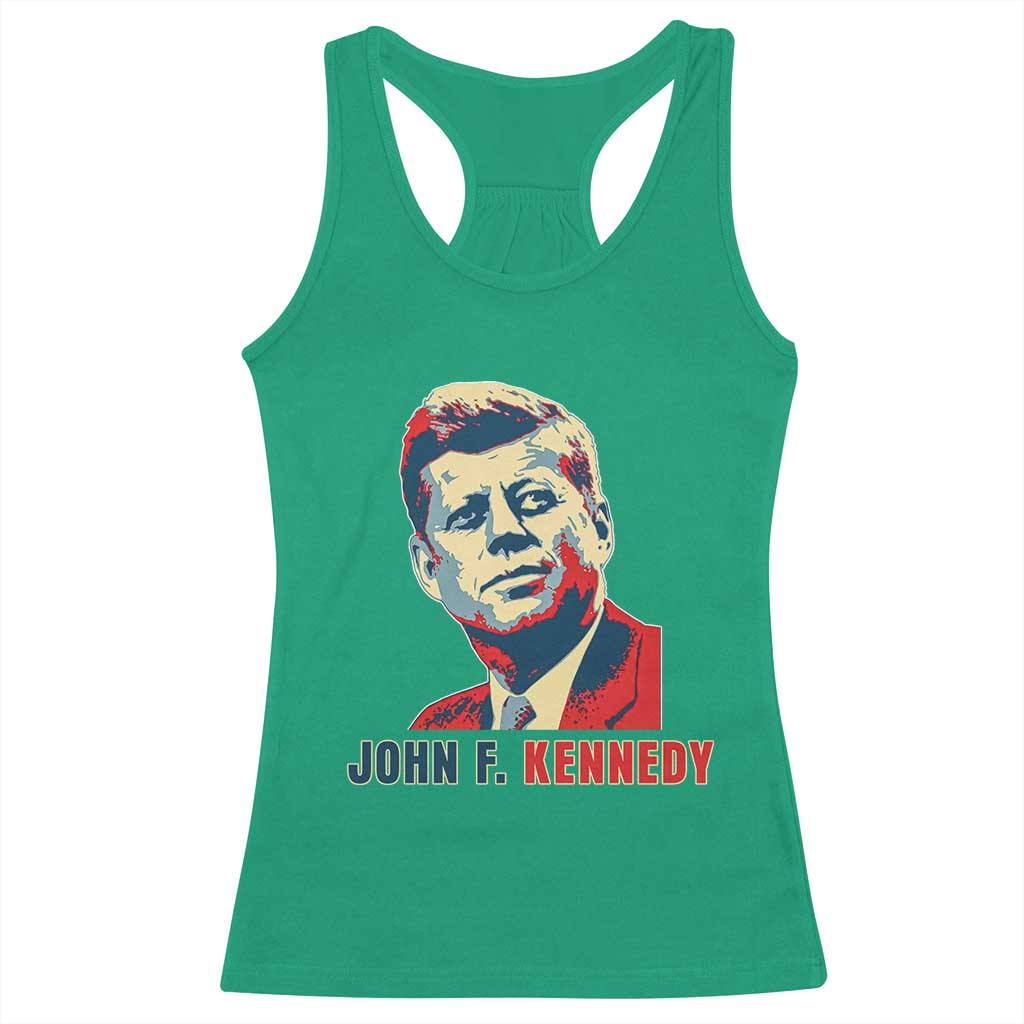 John F Kennedy American Flag US President Racerback Tank Top